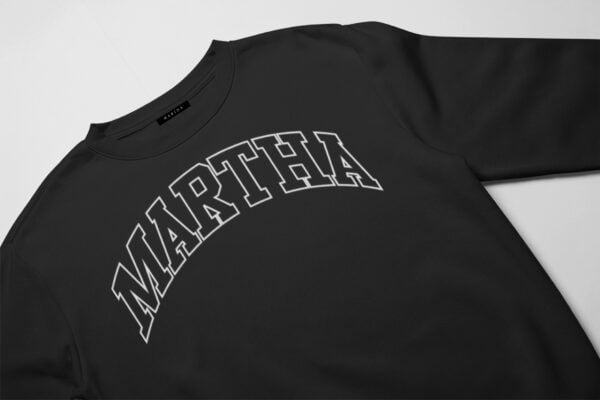 Classic College Black Sweatshirt Close up Regular fit Soft breathable fabric Round neckline Long sleeves Printed logo at chest Cold Machine Wash Material: 100% cotton